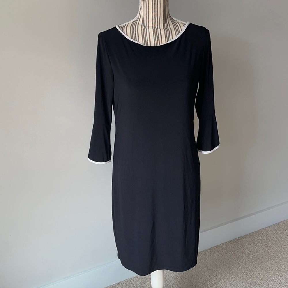 Black and white bell sleeve dress